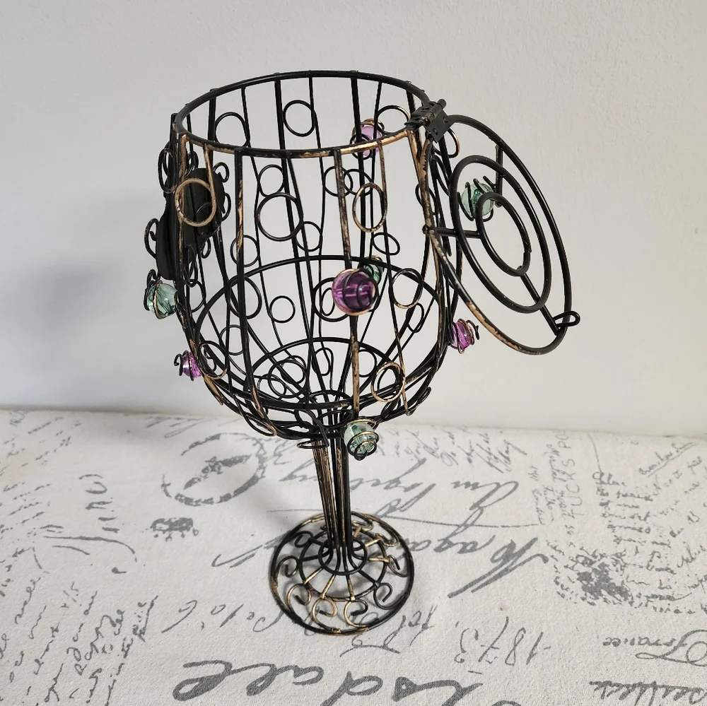 Caged wine glass shaped Cork Holder